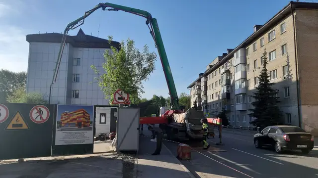 Работа бетононасоса на объекте